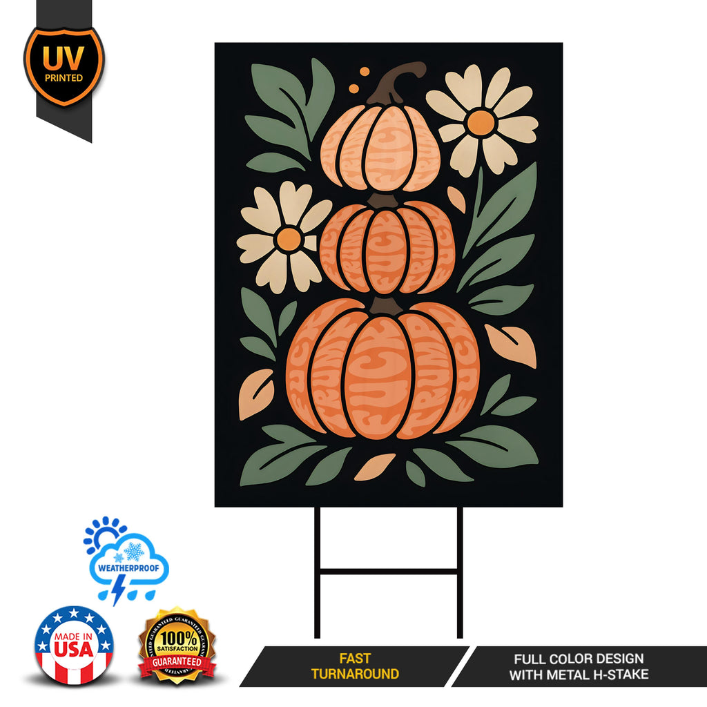 Anti-Trump Autumn Pumpkin Yard Sign, Subtle Political Protest Lawn Sign, Thanksgiving Resist Fascism Harvest Fall Yard Sign with H-Stake