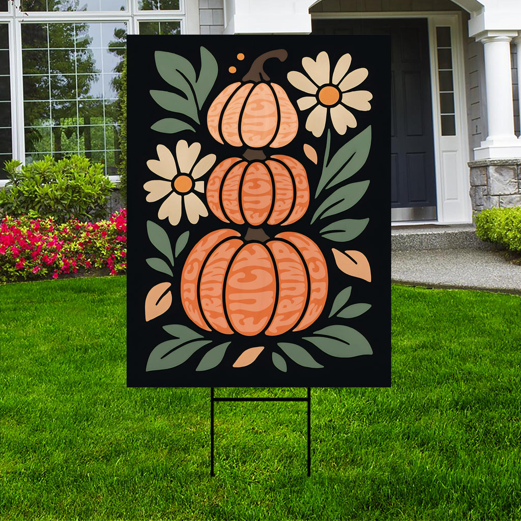 Anti-Trump Autumn Pumpkin Yard Sign, Subtle Political Protest Lawn Sign, Thanksgiving Resist Fascism Harvest Fall Yard Sign with H-Stake