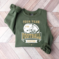 Custom Football Sweatshirt, Helmet and Ball Sports Shirt, Player Number Name Sweatshirt