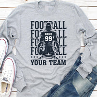 Football Team Long Sleeve Shirt, Custom Player Shirt, Football Mascot Tee