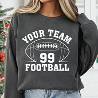 Custom Football Team Name and Number Sweatshirt, Personalized Game Day Football Shirt, Football Mascot Sweatshirt