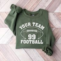 Custom Football Team Name and Number Sweatshirt, Personalized Game Day Football Shirt, Football Mascot Sweatshirt