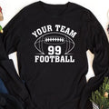 Custom Football Team Name and Number Long Sleeve Shirt, Personalized Game Day Football Shirt, Football Mascot Tee