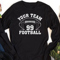 Custom Football Team Name and Number Long Sleeve Shirt, Personalized Game Day Football Shirt, Football Mascot Tee