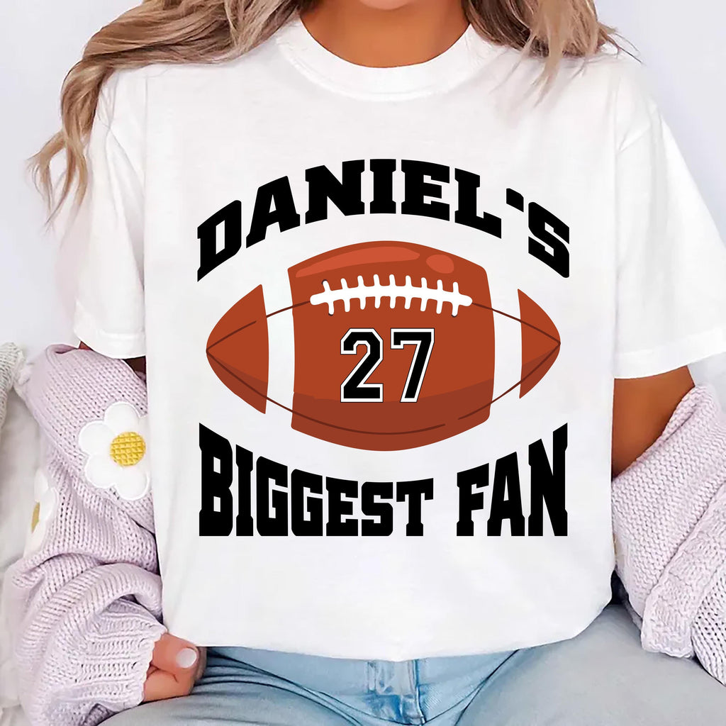 Custom Football Shirt, Your Name Biggest Fan Tee, Game Day Spirit Wear