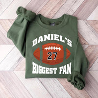 Custom Football Sweatshirt, Your Name Biggest Fan Tee, Game Day Spirit Wear Sweatshirt