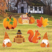 Pumpkin Yard Signs, Fall Harvest Lawn Decorations with Stakes, Thanksgiving Outdoor Garden Patio Walkway Autumn Holiday Party Décor