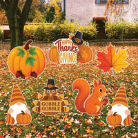 Pumpkin Yard Signs, Fall Harvest Lawn Decorations with Stakes, Thanksgiving Outdoor Garden Patio Walkway Autumn Holiday Party Décor