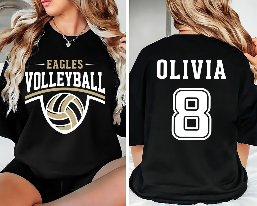 Custom Volleyball Team Name and Number Shirt, Volleyball Mom Shirt, Volleyball Team Tee, Front Back