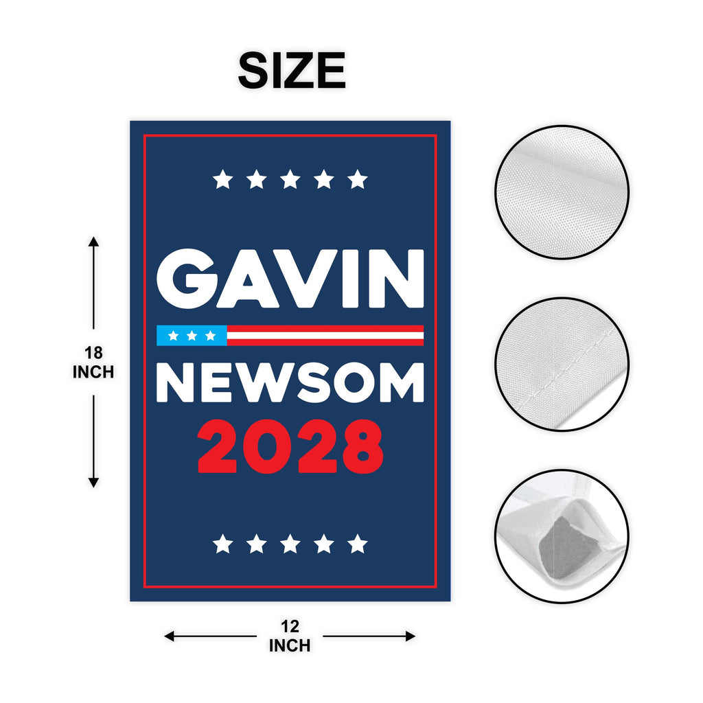 Make America Gavin Again Garden Flag, 12x18 Inch Double Sided, Gavin Newsom For President, Presidential Election 2028, Newsom Political Flag