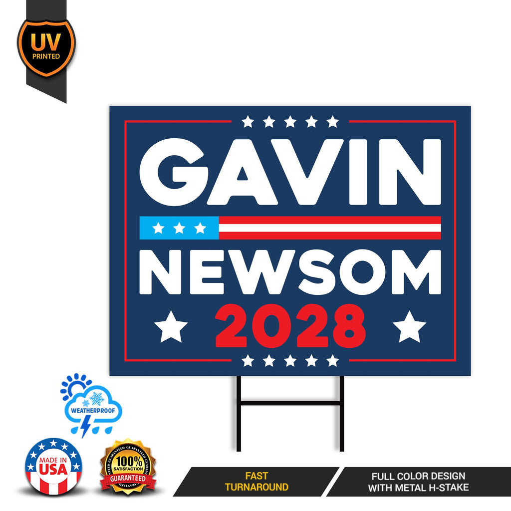 Make America Gavin Again Yard Sign, Gavin Newsom for President, Newsom 2028 Campaign Sign, Democratic Political Yard Sign with Metal H-Stake