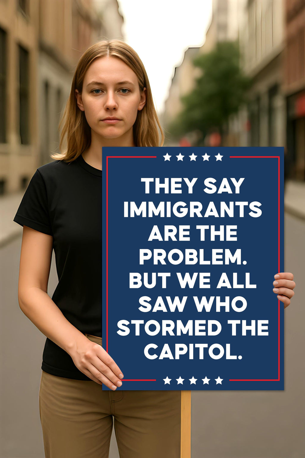 They Say Immigrants Are The Problem Protest Sign, Anti-Trump Resistance, Political Activist Poster, Rally Sign, Resist Fascism Sign