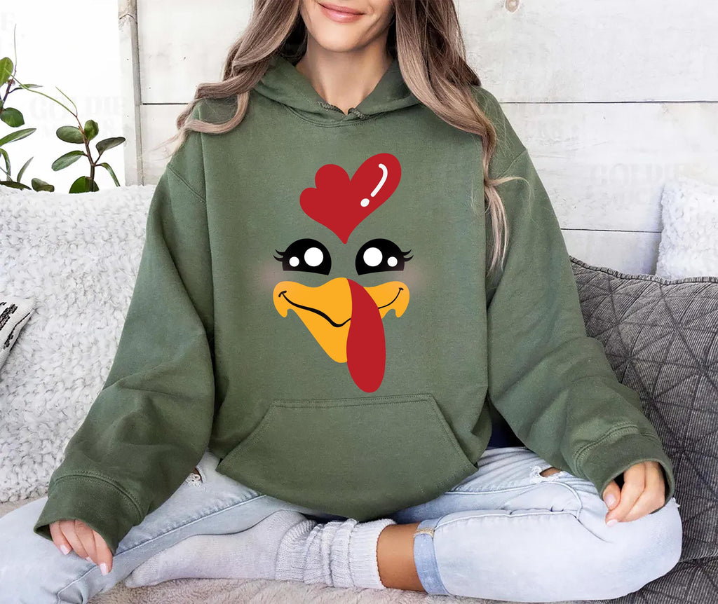 Custom Funny Turkey Face Hoodie, Personalized Name Thanksgiving Shirt, Group Hoodie
