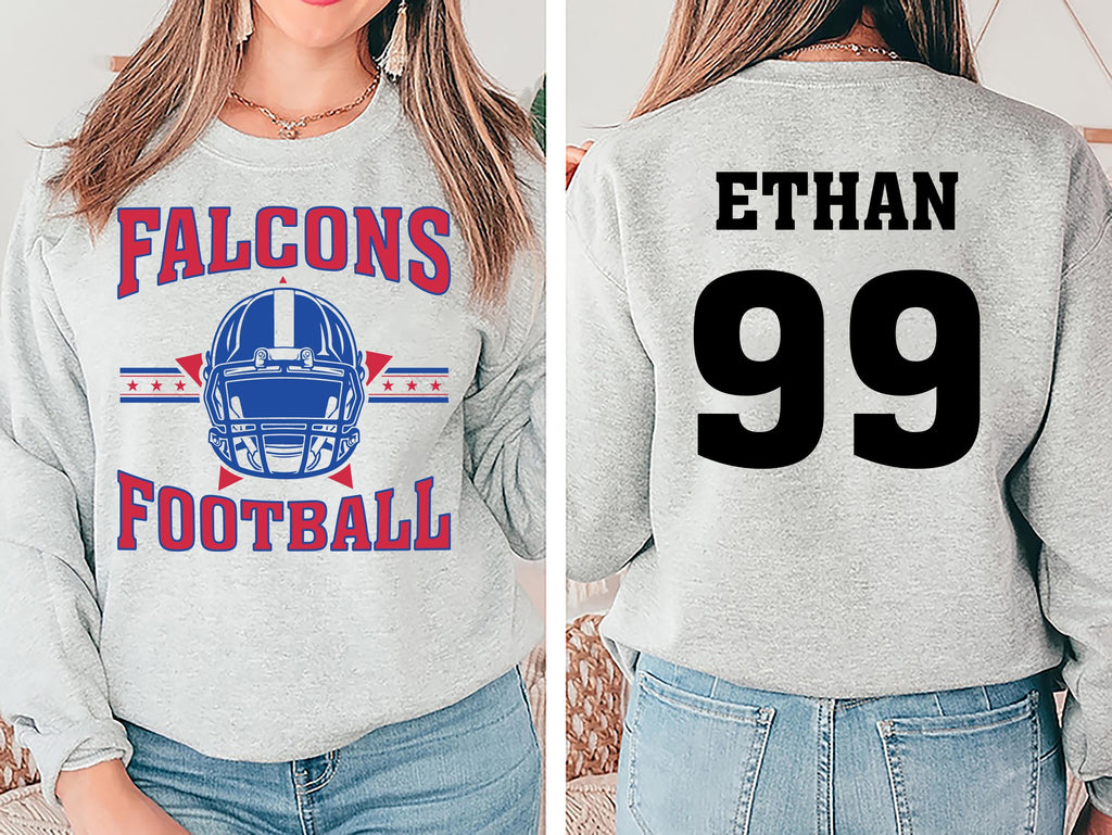 Retro Football Shirt, Personalized Name Number Mascot and Colors Shirt, Custom Game Day Team Tee, Front Back