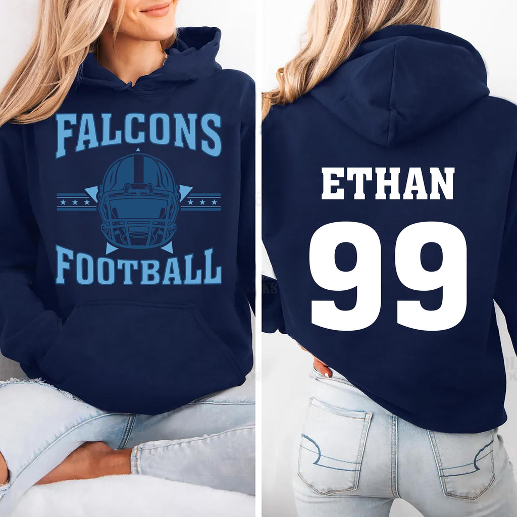 Retro Football Shirt, Personalized Name Number Mascot and Colors Shirt, Custom Game Day Team Tee, Front Back