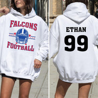 Retro Football Shirt, Personalized Name Number Mascot and Colors Shirt, Custom Game Day Team Tee, Front Back