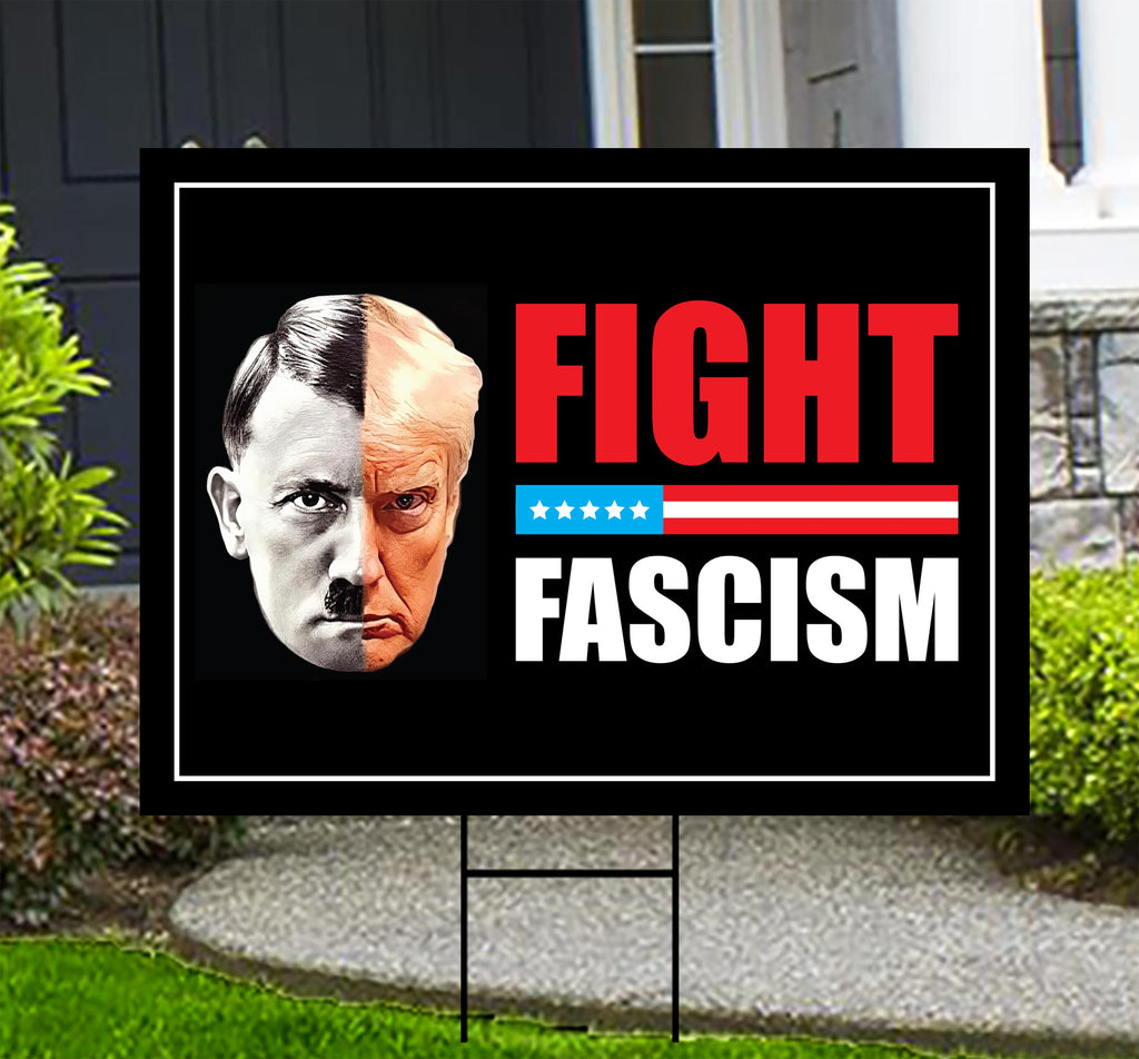 FIGHT FASCISM Yard Sign - No Kings In America Protest Sign, Anti-Trump Sign, Resist Racism, Resist Fascism Yard Sign with Metal H-Stake