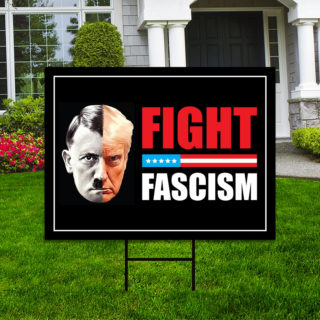 FIGHT FASCISM Yard Sign - No Kings In America Protest Sign, Anti-Trump Sign, Resist Racism, Resist Fascism Yard Sign with Metal H-Stake