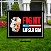 FIGHT FASCISM Yard Sign - No Kings In America Protest Sign, Anti-Trump Sign, Resist Racism, Resist Fascism Yard Sign with Metal H-Stake
