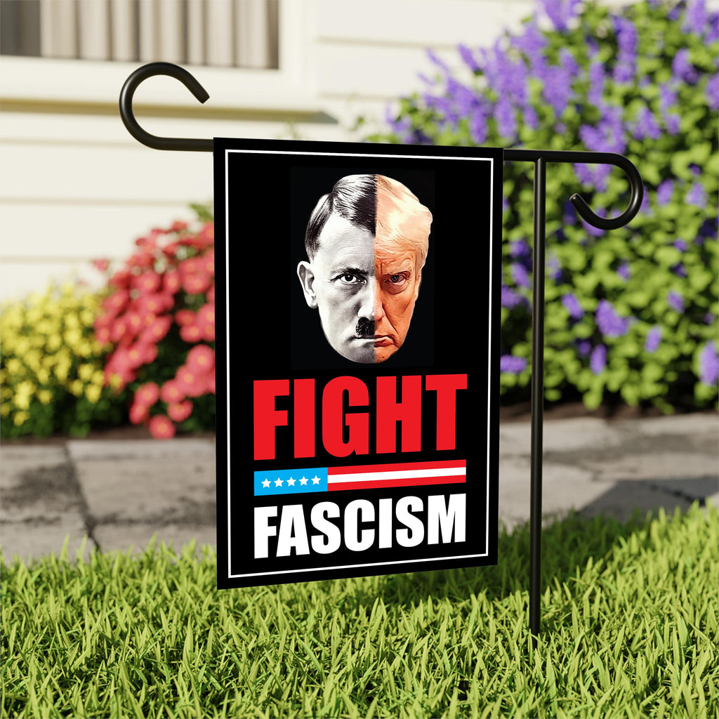 FIGHT FASCISM Garden Flag, 12x18 Inch Double Sided, Democracy Not Oligarchy, Anti-Trump Flag, Resist Racism, Resist Fascism