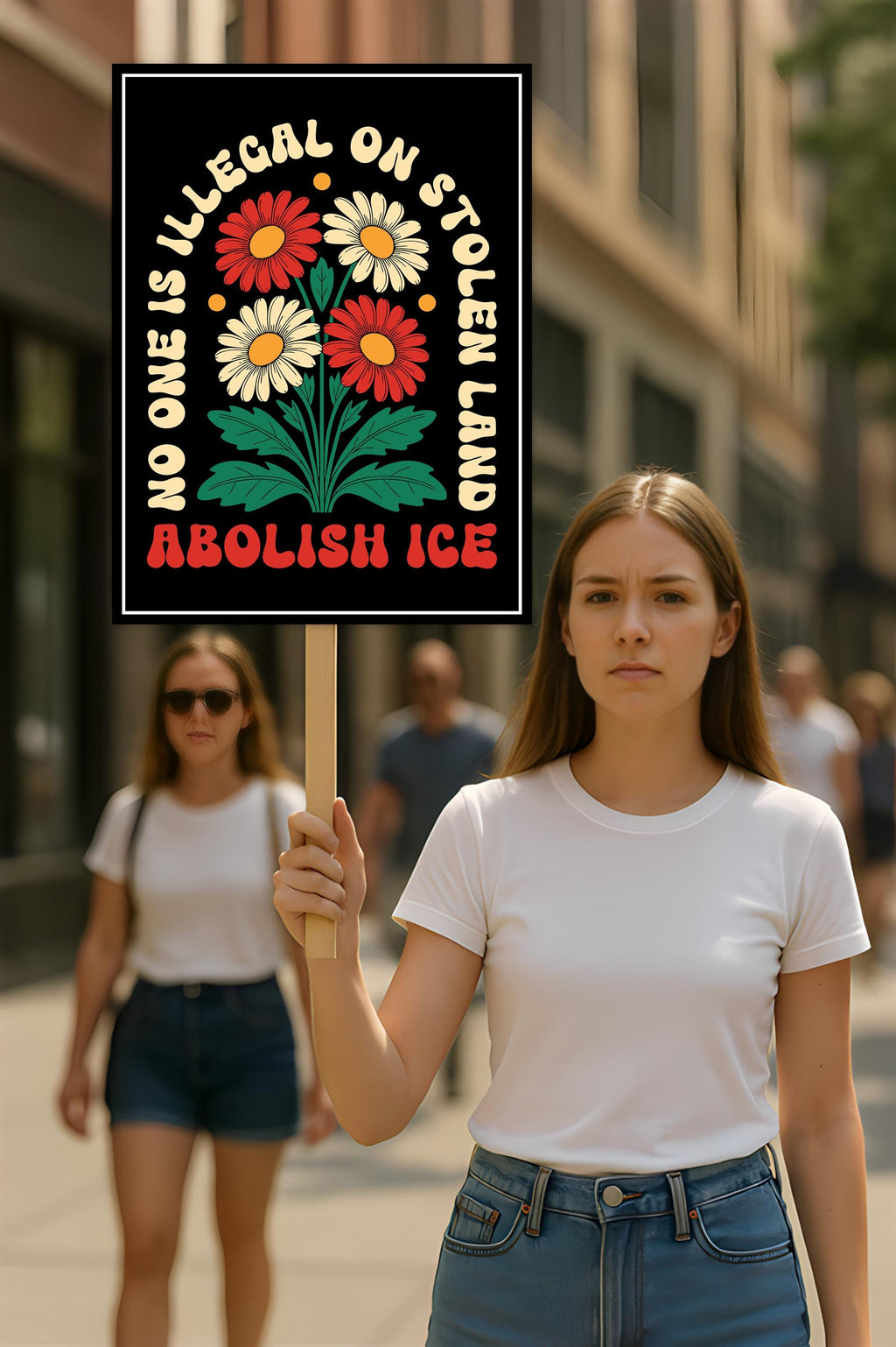 Abolish ICE No One Is Illegal Protest Sign, No Kings In America, Anti-Trump Resistance Political Protest Poster, Resist Fascism Rally Sign