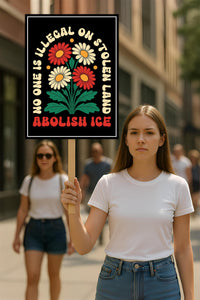 Abolish ICE No One Is Illegal Protest Sign, No Kings In America, Anti-Trump Resistance Political Protest Poster, Resist Fascism Rally Sign
