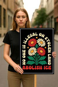 Abolish ICE No One Is Illegal Protest Sign, No Kings In America, Anti-Trump Resistance Political Protest Poster, Resist Fascism Rally Sign