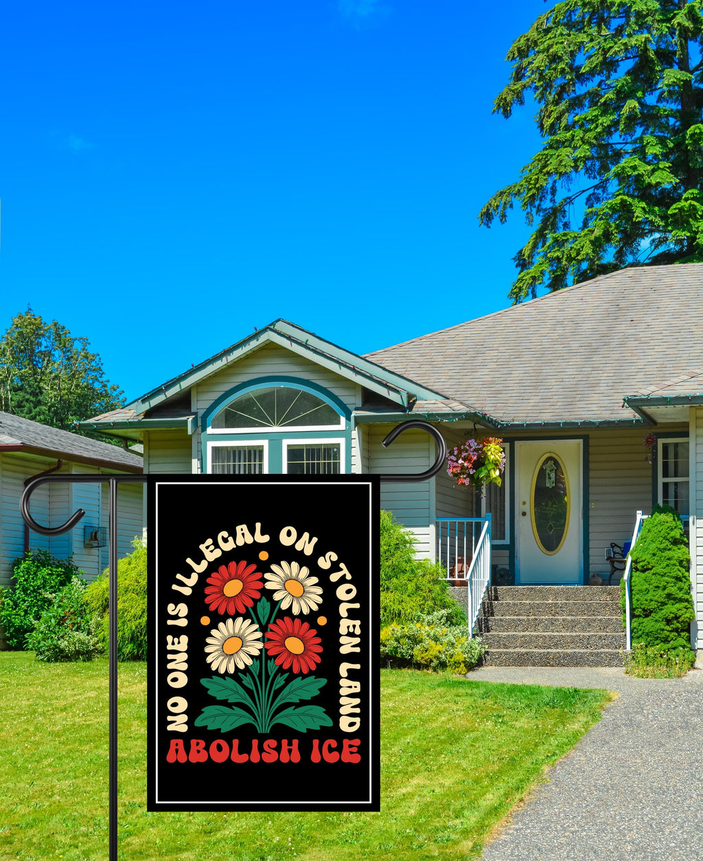 Abolish ICE Garden Flag, 12x18 Inch Double Sided, Democracy Not Oligarchy, Anti-Trump Flag, Resist Racism, Resist Fascism