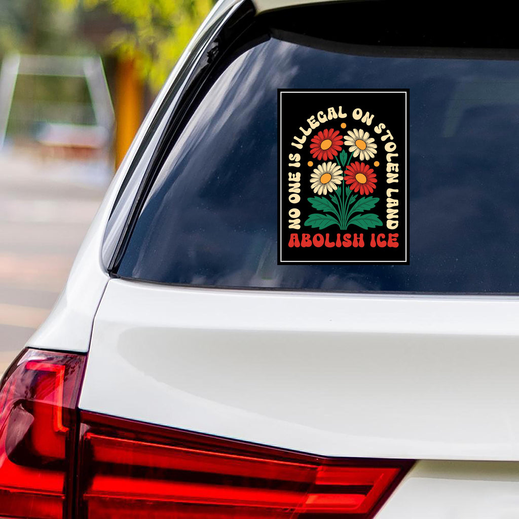 Abolish ICE No One Is Illegal Protest Vinyl Sticker, Resist Hate Decal, Anti-Trump Resistance, Resist Fascism Car Bumper Sticker, 6" x 4.5"