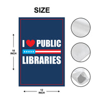 I Love Public Libraries Garden Flag, Double Sided, No Kings In America Protest, Anti-Trump Flag, Resist Racism, Resist Fascism Flag