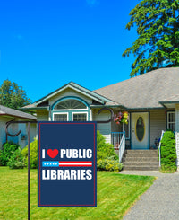 I Love Public Libraries Garden Flag, Double Sided, No Kings In America Protest, Anti-Trump Flag, Resist Racism, Resist Fascism Flag