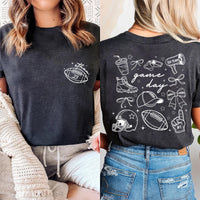 Custom Football Name Number Shirt, Coquette Football Mom Shirt, Game Day Apparel Tee, Front Back