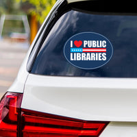I Love Public Libraries Vinyl Sticker, No Kings In America Protest, Anti-Trump, No Kings, Resist Fascism Car Bumper Sticker, 6" x 4.5"