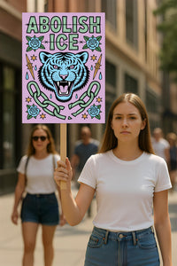 Abolish ICE No One Is Illegal Protest Sign, No Kings In America, Anti-Trump Resistance Political Protest Poster, Resist Fascism Rally Sign