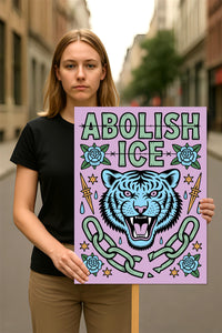 Abolish ICE No One Is Illegal Protest Sign, No Kings In America, Anti-Trump Resistance Political Protest Poster, Resist Fascism Rally Sign