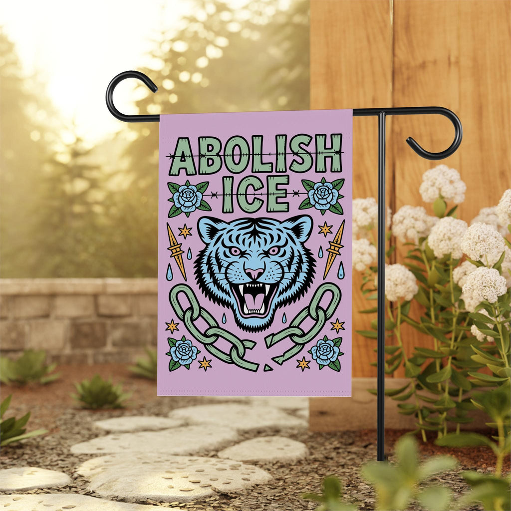 Abolish ICE Garden Flag, 12x18 Inch Double Sided, Democracy Not Oligarchy, Anti-Trump Flag, Resist Racism, Resist Fascism