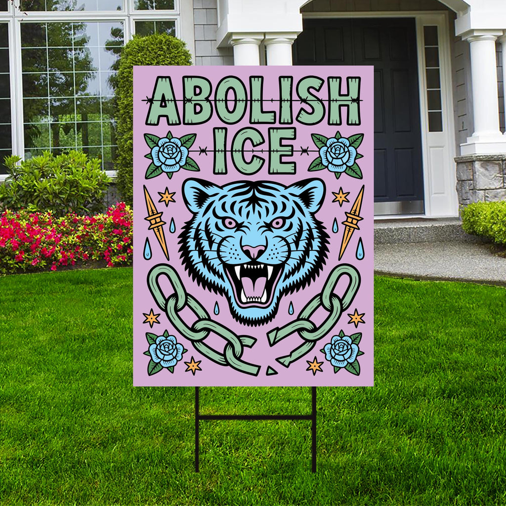Abolish ICE Yard Sign, Keep the Immigrants, Deport the Racists Lawn Sign, Anti-Trump, Resist Fascism Yard Sign with Metal H-Stake