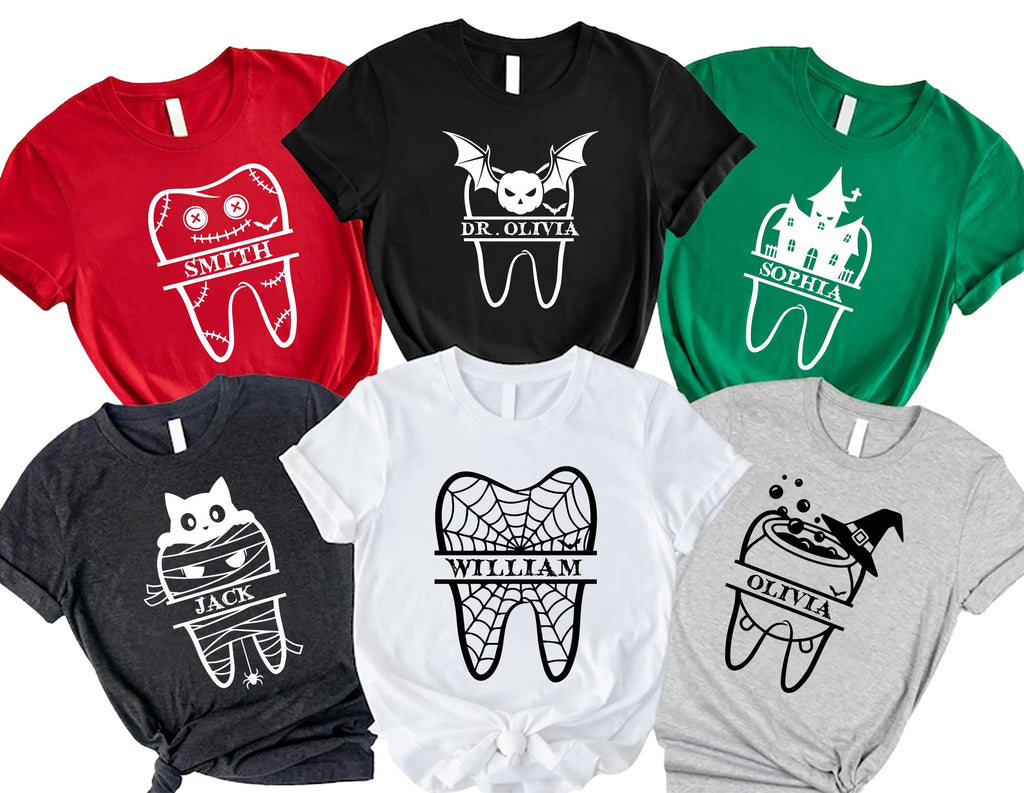 Personalized Halloween Tooth Shirt, Dental Squad Funny Shirt, Dental Hygienist Fall Tee