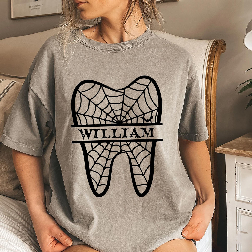 Personalized Halloween Tooth Shirt, Dental Squad Funny Shirt, Dental Hygienist Fall Tee