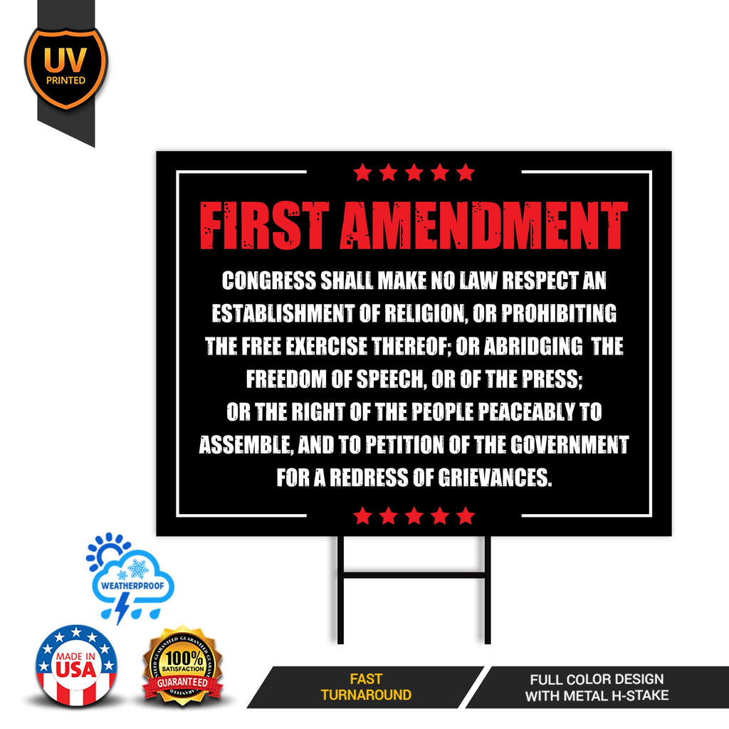 1st Amendment Free Speech Constitution Yard Sign, No Kings Protest Lawn Sign, Anti-Trump, Resist Fascism Sign with Metal H-Stake