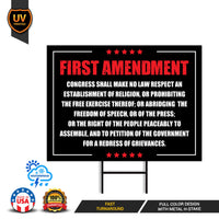 1st Amendment Free Speech Constitution Yard Sign, No Kings Protest Lawn Sign, Anti-Trump, Resist Fascism Sign with Metal H-Stake