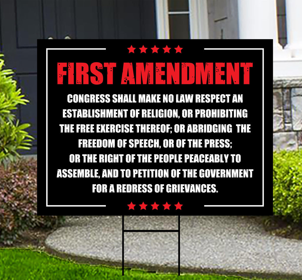 1st Amendment Free Speech Constitution Yard Sign, No Kings Protest Lawn Sign, Anti-Trump, Resist Fascism Sign with Metal H-Stake