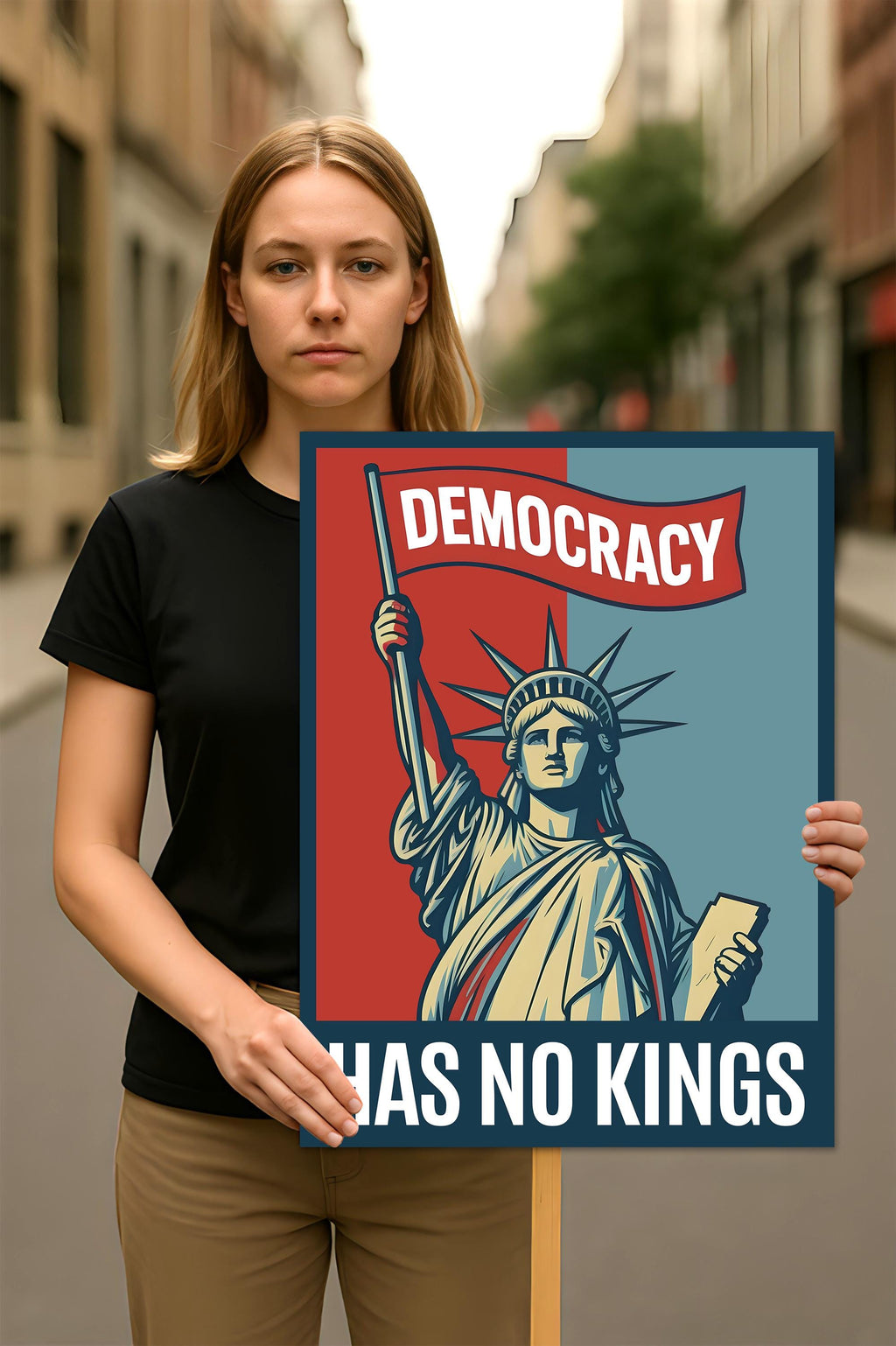 Democracy Has No Kings Protest Sign, Anti-Trump Resistance Political Activist Protest Poster, Resist Fascism Rally Sign