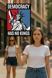 Democracy Has No Kings Protest Sign, Anti-Trump Resistance Political Activist Protest Poster, Resist Fascism Rally Sign