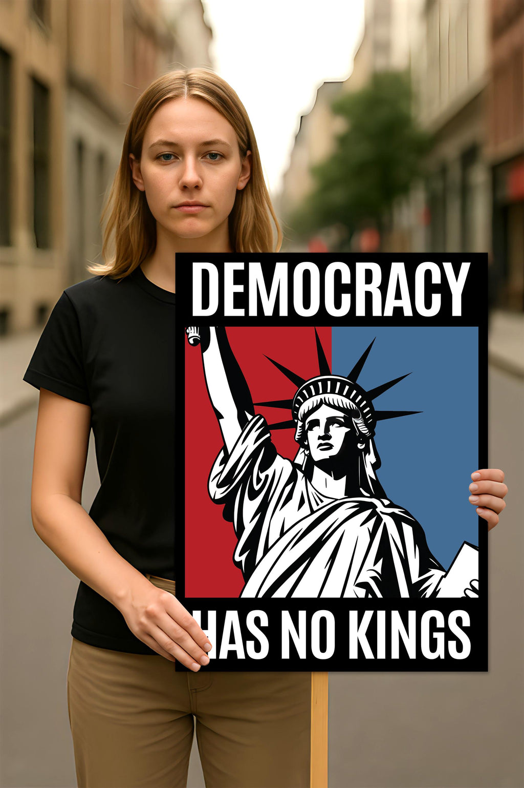 Democracy Has No Kings Protest Sign, Anti-Trump Resistance Political Activist Protest Poster, Resist Fascism Rally Sign