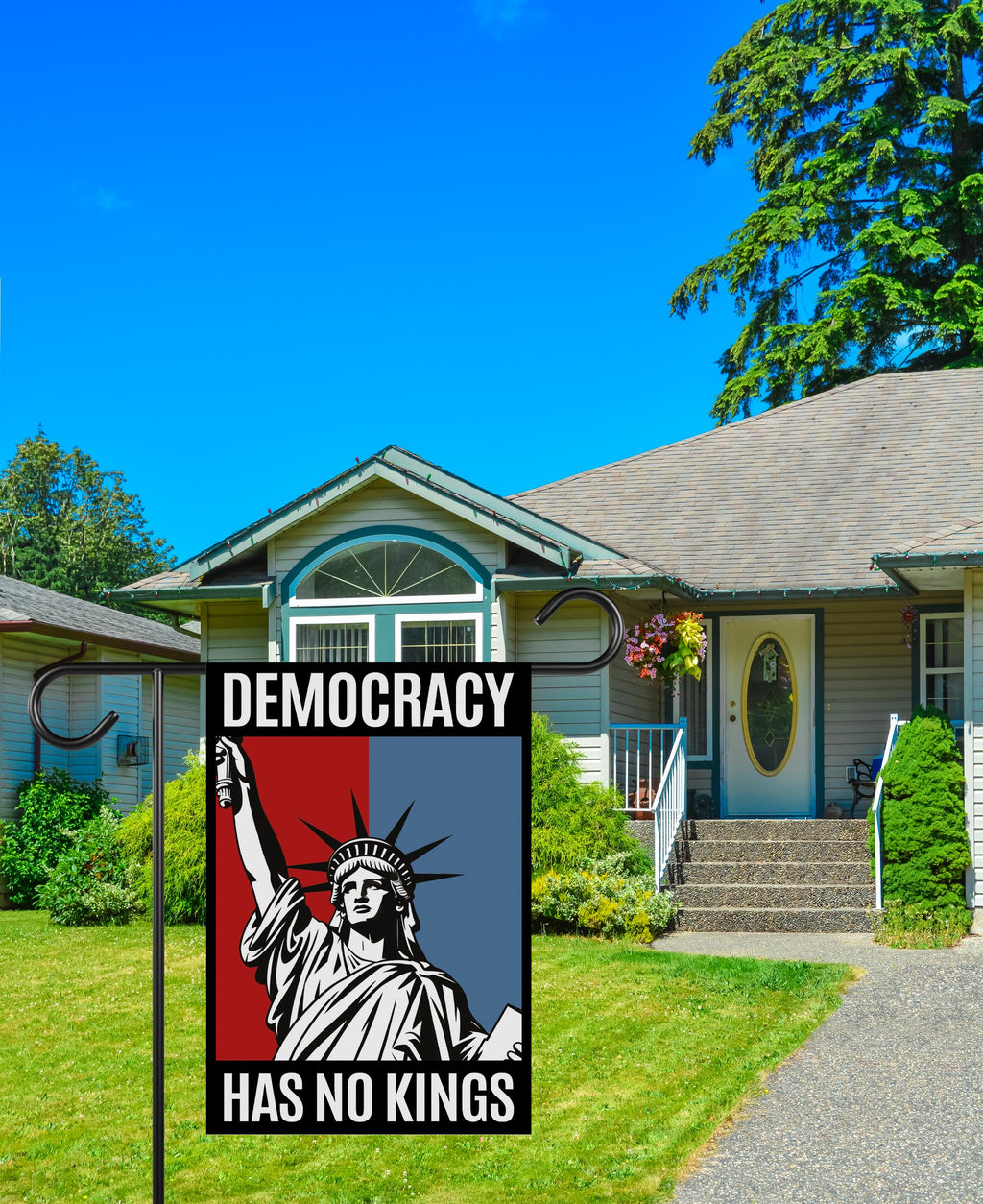 Democracy Has No Kings Garden Flag, Double Sided, No Kings In America Protest, Anti-Trump Flag, Resist Racism, Resist Fascism Flag