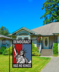 Democracy Has No Kings Garden Flag, Double Sided, No Kings In America Protest, Anti-Trump Flag, Resist Racism, Resist Fascism Flag