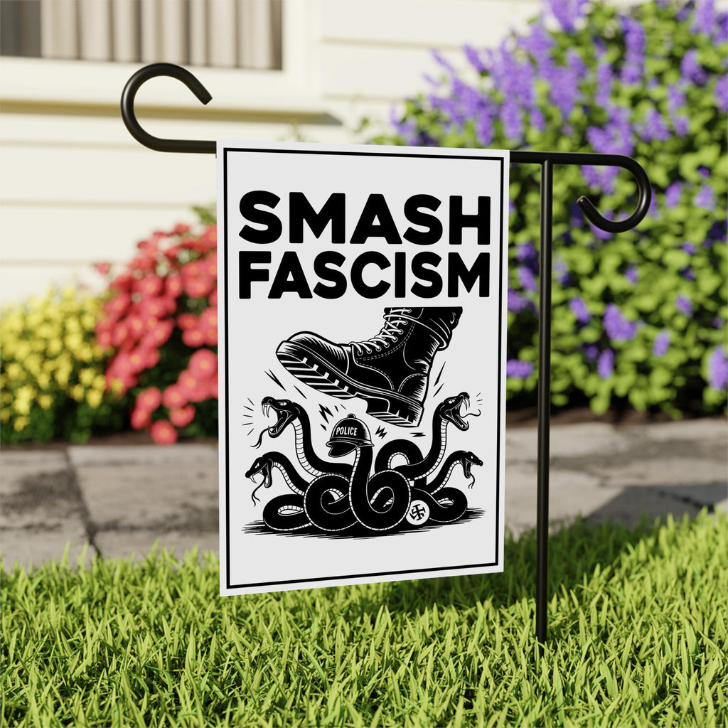 FIGHT FASCISM Garden Flag, 12x18 Inch Double Sided, Democracy Not Oligarchy, Anti-Trump Flag, Resist Racism, Resist Fascism