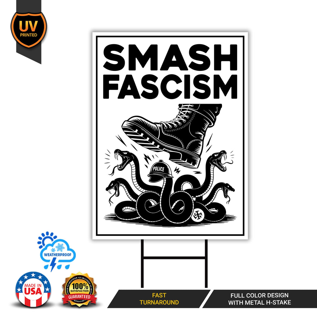 FIGHT FASCISM Yard Sign - No Kings In America Protest Sign, Anti-Trump Sign, Resist Racism, Resist Fascism Yard Sign with Metal H-Stake