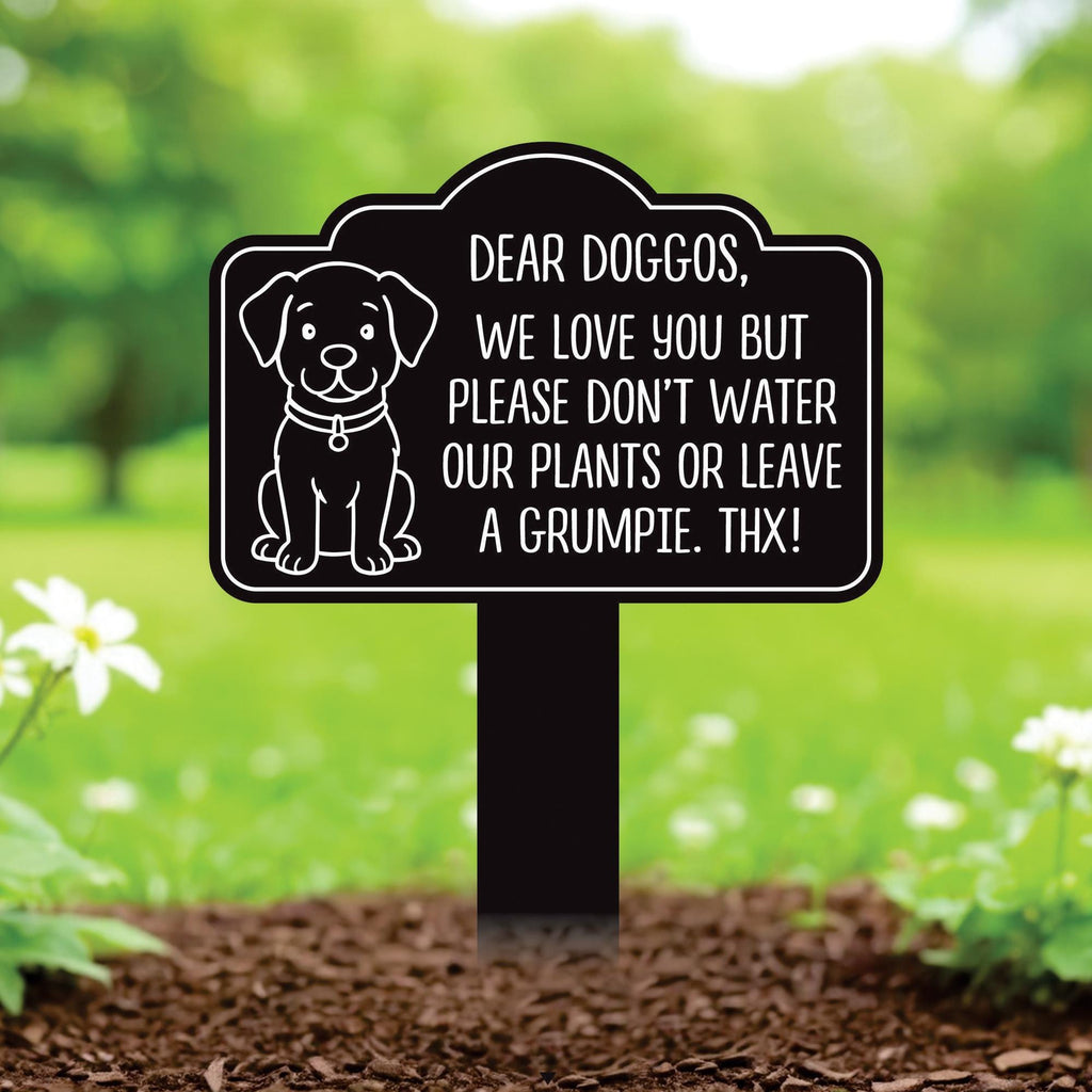 Please Keep Dogs Off Aluminum Yard Sign 10” x 14” - Rust-free Metal Sign for Lawn, Funny No Pooping Dog Yard Sign with Integrated Stake